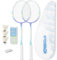 MBFISH Badmintonschläger-Set mit 2 Kohlefaser-Schlägern, 3 Federbällen, 2 Ersatz-Griffbändern und 1 Badminton-Tasche – perfekt für Anfänger und Outdoor-Spiele 4U Whale 2P