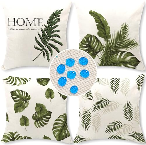 wtisan Kissenbezug 45 x 45 cm Dekorative 4er Set Wasserfest Outdoor Kissen Gartenkissen Wetterfest Atmungsaktiv Tropische Grüne Pflanzen A02 Kissenbezug Gartendeko für Draußen Heim Sofa Garten…