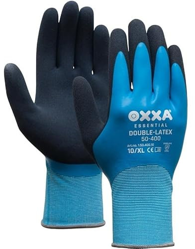 OXXA Double-Latex 50-400 Handschuh - Paar XXL/11 Oxxa - Blau/Schwarz - Latex/Nylon - Strickmanschette - EN 388:2016