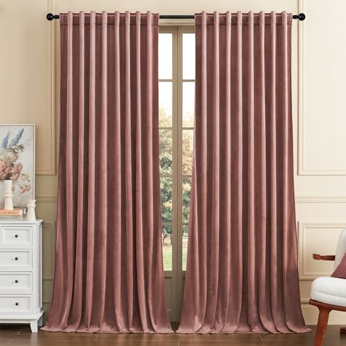 Timeper Samtvorhänge, vertikale Vorhänge, lichtdimmend, energiesparend, für Mädchenzimmer, elegante Heimdekoration, Rückseite für Flur, 157,5 cm, 2 Stück, Mauve Wildrose