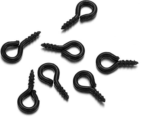 Aoktorkit 200Pcs Mini Eyelet Screws 6 x 13mm Small Screw Eye Pins Self Tapping Eye Screws for Jewellery Making DIY Craft Hanging Ornament, Black