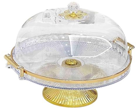 Colcolo Servierplatte für Desserts und Snacks, Servierplatte für Desserts, Tortenständer mit Deckel, Tortenplatte mit Fuß für Süßigkeiten, Cupcakes und, Klar