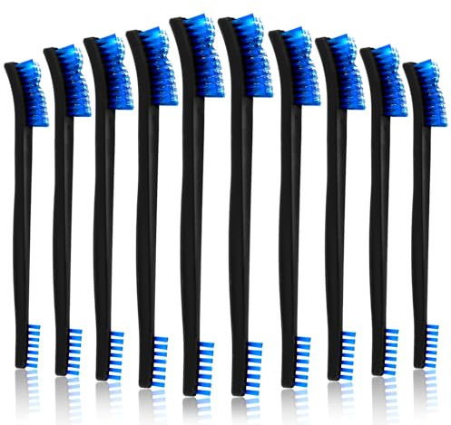 JIEYAO10Pcs Double-Ended Detailing Brushes, Small Brushes for Cleaning Small Parts, Small Cleaning Brushes Set Mini Cleaning Brush All Purpose Stiff Bristles Brushes for Kitchen Sink Gaps Corner(Blue)