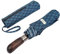 Balios Folding Umbrella Wood Handle Auto Open Close Vented Canopy Cypress Leaves Teal Blue