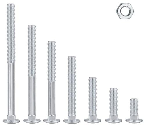M6 Coach Bolts And Nuts Assorted,Long Carriage Bolts Set For Wood,Brick Wall,Decking,Bench Slats,Concrete Post(20/25/30/50/65/80/100mm)(M6)