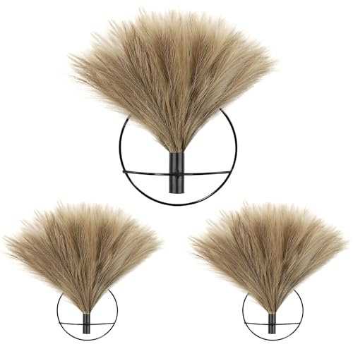 Songjum 3 piezas de decoración de pared de plantas bohemias de metal para colgar en la pared, exhibición de pampas artificiales para arte de pared, sala de estar, dormitorio, comedor (negro)