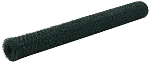 Keyroto Gartenzaun Drahtzaun Maschendraht Zaun Garten Gartenzaun Metall mit PVC-Beschichtung Stahl 25x1,2 m Grün