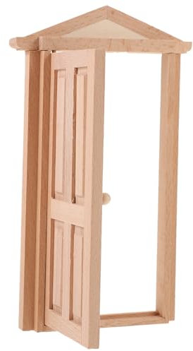 WOONEKY Puerta De para Casa De Accesorio Realista De Muebles Puerta Abatible para Decoración y Juguetes Color Natural