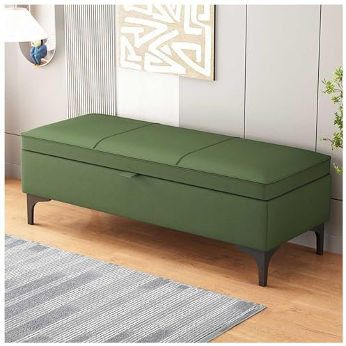 Ottoman Bank, Eingangsbereich Schlafzimmer Bank, Kunstleder mit Nähten, Mid-Century Modern, Sicherheitsscharniere, Lasten 660 lb,Grün,60cm
