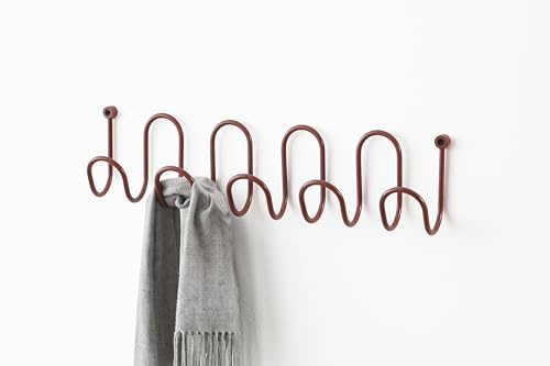 D-Segno Molly Appendiabiti da Parete Design Italiano - in Metallo Colorato, Moderno e Versatile per Ingresso, Soggiorno, Bagno e Ufficio, Attaccapanni da Muro, Made in Italy (5 Ganci Rosso)