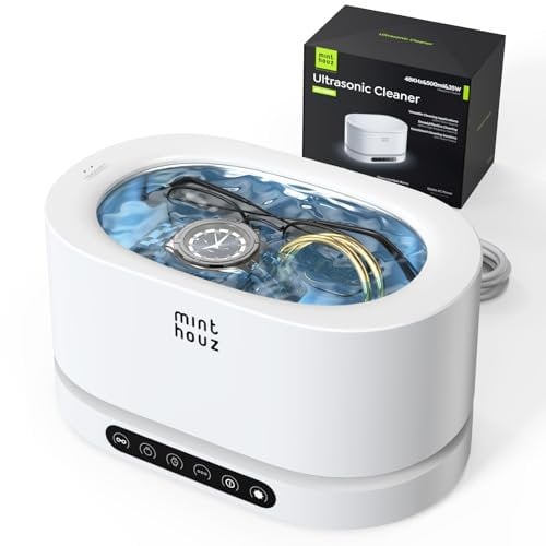 Minthouz Nettoyeur Ultrasons, 48000Hz Ultrasonic Cleaner 500ml Nettoyeur Ultrasons Lunettes avec 5 Modes, Bac a Ultrason pour Lunettes de Vue, Bijoux, Montres, Dentier, etc