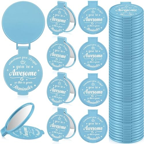 Gulfmew 36 Stück 7,9 cm inspirierender Taschenspiegel, Mini-Kompaktspiegel, tragbar, zusammenklappbar, Make-up-Spiegel für Erwachsene, Frauen, Partygeschenke, tägliche kleine Geschenke für Reisen