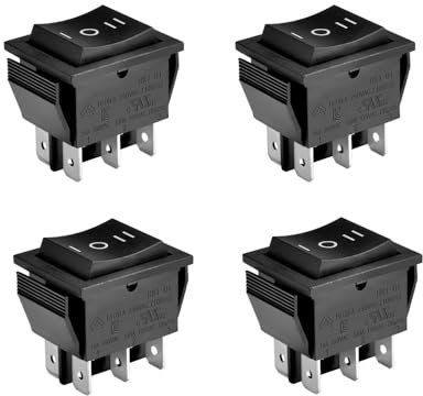 Kippschalter Schwarz 3 Polig Wippschalter 250V 6A 3 Position Ein/Aus/Ein Schalter Einrastbare mit Selbsthemmung Mini Einbauschalter Für Auto Boot Haushaltsgeräte (4 Stück)