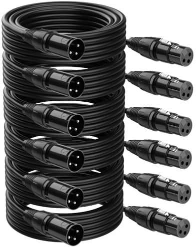 Czgor Cables DMX de 5 metros 6 paquete, flexible de 3 Pines XLR Macho a Hembra Cable DMX para Señales de Iluminación para Conectar Cables Ópticos