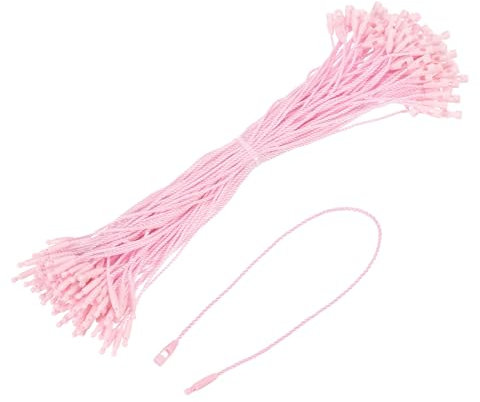 QUARKZMAN Baumwoll-Hangtag-Schnappverschlussstifte Schleifenschlagpreisschildbefestiger Plastiketikettenbinder Pink 7,8 Zoll Packung mit 100