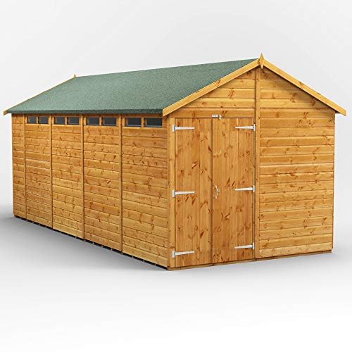 Powersheds Hochwertige Qualitä Satteldach Gartenhaus mit Doppeltür, Sicherheitsfunktionen, PVC-Fensterbänke, Tür & Fenster anpassbar, aus extra dickem Qualitätsholz & gehärtetem Glas