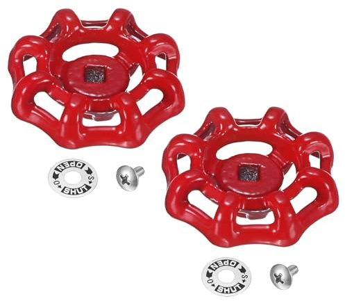 M METERXITY 2-Set Außenwasserhahn Griff, 5x5mm Lackgusseisen Quadratischer Stiel Loch Wasserhahn Griff mit Schraube M4x8 & Aluminium für Hof/Badezimmer, Wasserhahn Zieher Ersatz [Rot]