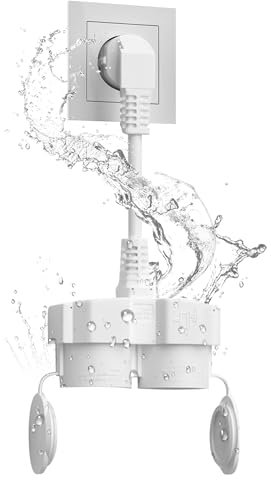 Cable alargador doble enchufe para exterior: 16 A, doble enchufe IP44 resistente al agua para interior y exterior, cocina, oficina (blanco)