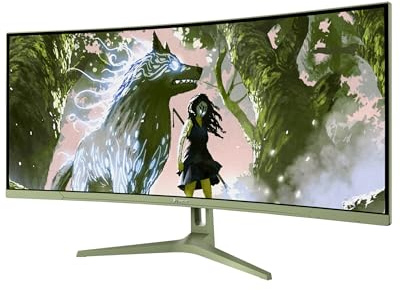Arozzi Nova Écran Gamer Incurvé 34 Pouces 165Hz QHD Vert Forêt | Ultra Large QHD 1440p, Adaptive Sync, HDR10, sans scintillement, 90% sRGB, compatible PC & console