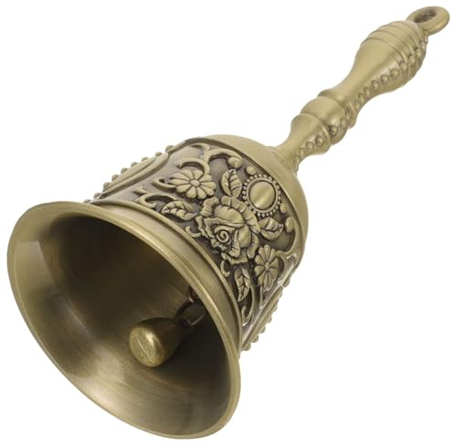 Spetsbst Handglocke Metall, Hand Glocke Retro-Prägemuster (Bronze) | Schreibtischglocke Resturant Service Glocke, Rufglocke Tischglocke für Weihnachten/ Advent/ Meditation/ Bankett/ Schule