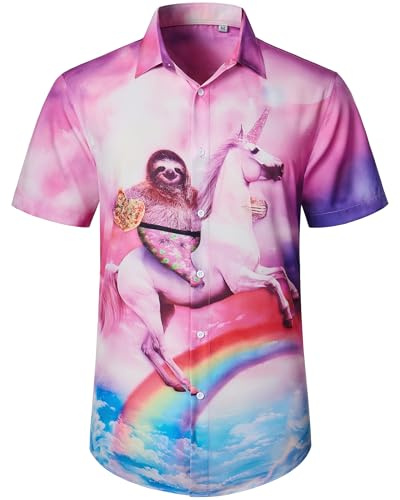 siliteelon Mens Hawaiian Shirt Short Sleeve Floral Aloha Beach Summer Shirt | Funny Flower Print, No Iron, Lightweight Soft, Holiday Casual Shirt, for Tropical Travel, Party Music Festival, Shit Shirts