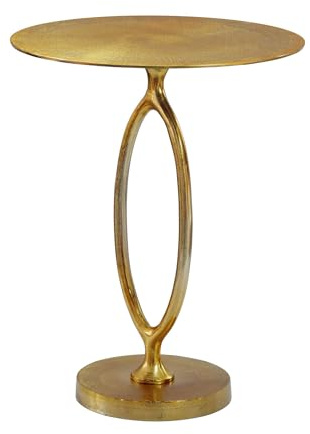 FineBuy Beistelltisch Aluminium 44cm Rund Gold - Design Metalltisch - Extravaganter Wohnzimmertisch - Moderner Couchtisch Metall - Edler Anstelltisch Handmade