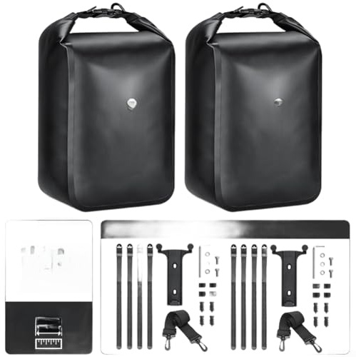Borsa impermeabile da 10 l per forcella anteriore della bicicletta, montaggio a sgancio rapido, per mountain bike, bici da strada, scooter (2 set, nero)