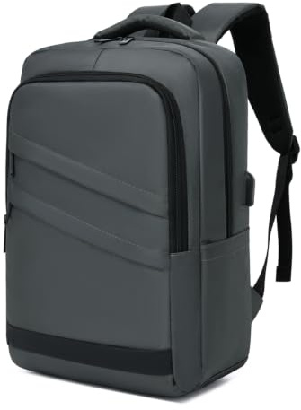 Shavont Laptop Backpack, Rucksack for Men with USB Charging Port | 15.6 Inch Laptop Bag with 2 Compartments, Travel Backpack with Luggage Strap, Ideal for College Work & Daily Commuting, Grey