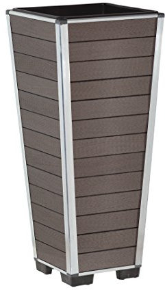 EVERFLOOR Pflanzkübel Pflanzgefäße Blumenkübel Blumentopf für Blumen etc. WPC 27 x 27 x 62 cm, für Innen und Außen, wasserdichter Kunststoffeinsatz, braun
