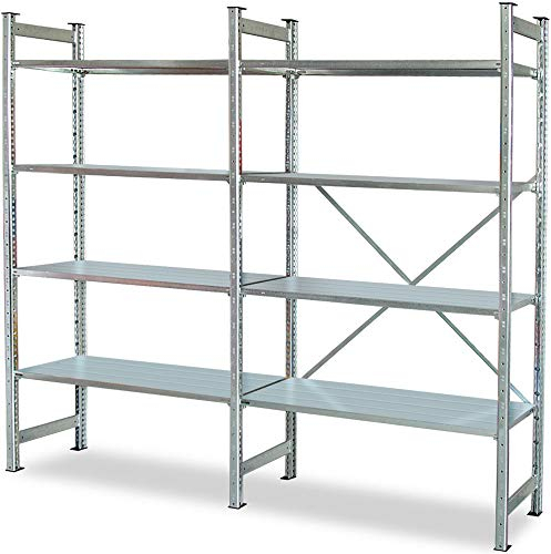 BRB Komplettregal mit 8 Böden, Stecksystem, verzinkt, BxTxH 2105x415x2000 mm