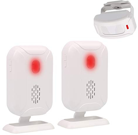Mengshen Détecteurs de Mouvement Alarme, Sonnette sans Fil pour Porte D'entrée/Visiteur Maison et Magasin/Boîte Aux Lettres, Kit de Système D'alarme avec 1 Capteur Et 2 Récepteur - YBQ041