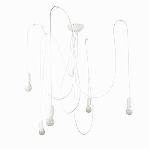 Licht-Erlebnisse Hängelampe Metall Weiß Wohnzimmer Esszimmer E27 5-flammig Spider flexibel Vintage Pendelleuchte Küche SPIDER