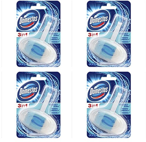 Domestos Toilet Rim Block 3 in 1 Ocean Bathroom Cleaning Limescale Freshen Scent (4 Packs)