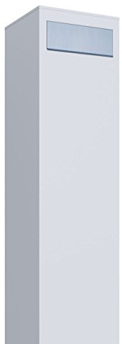 Boîte aux lettres sur pied, design Boîte aux lettres Motif Monolith Blanc/Acier inoxydable – bravios
