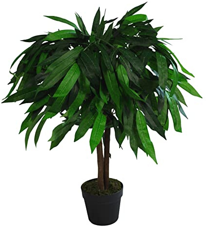 Leaf Design UK Artificial Mango Plant/Tree, Green, 80cm