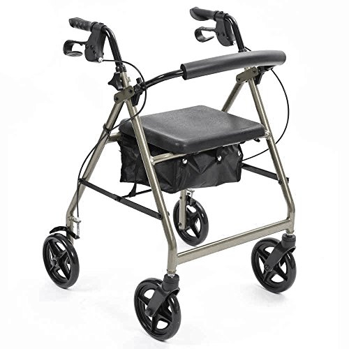 NRS Healthcare A-Series 4-Wheel Rollator Walking Aid, Silver