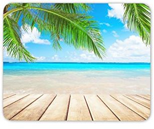 Destination Vinyl Ltd Beach Scene Mouse Mat Pad - Palm Tree Tropical Island Computer #13251
