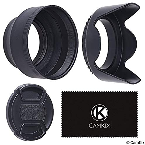 55mm 2 Kamera Objektiv Sonnenblenden + 1 Objektivkappe - Gummi (Zusammenklappbar) + Tulpe Blume - Reduziert Objektiv Flare und Blendung - Blöcke überschüssiges Sonnenlicht für verbesserte Fotografie