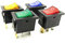4 interruttori a bilanciere 19 x 13 mm, 6 A, 250 V ~ 3 pin, a bilanciere rosso, verde, giallo, blu illuminato, nero