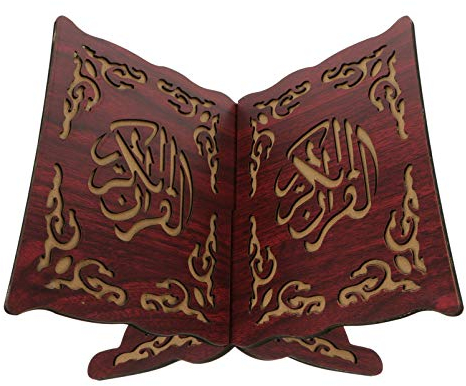 PRETYZOOM Koran Halter Holz Buchstütze Leseständer Vintage Dunkelrot 29x21x18cm Muslimische Islamische Ramadan Dekorationen Eid Mubarak Gebet Buch Standhalter