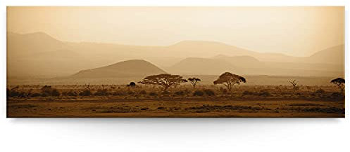 Eindrucksvolles XXL Panorama Landschafts Wand-Bild, Afrika, Motiv - Savanne als Leinwandbild mit 150x50cm. Dieses große Bild setzt Ihr Wohnzimmer oder Schlafzimmer definitiv in Szene