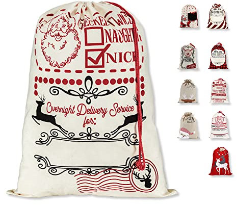 LessMo Großer Santa Weihnachtssack, Weihnachten Tasche Weihnachtsmannsack mit Kordelzug, [Ort zum Schreiben von Wünschen] Santa Sack Xmas Geschenk Packtaschen für Weihnachtsfeier Dekoration (Red dot)