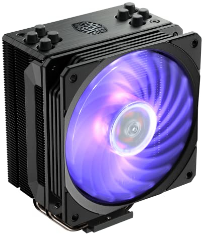 Cooler Master Hyper 212 - Enfriador de aire para CPU RGB negro, ventilador SF120R PWM, aletas de níquel cepillado anodizado, 4 tubos de calor de cobre para AMD Ryzen AM4, Intel LGA1700/1200/1151