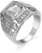 Banemi Ringe Weißvergoldeter, Vintage Ring Herren Weiß Zirkonia Quadratische Form Herren Partyschmuck Größe 62 (19.7)