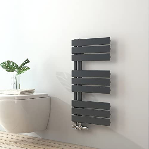 S'AFIELINA Radiador de diseño para baño, radiador toallero, Gris Antracita, Panel Plano, conexión Lateral, 762x400mm, radiador para baño, secador de Toallas,360 vatios.