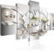B&D XXL - Wandbilder XXL Abstrakt 150x75 cm 5 tlg - Leinwand Bilder Groß Wanddeko Wandbild Wohnzimmer Bild Schlafzimmer Kunstdrucke Bilderse - Blumen Orchidee Ornament Perlen Grau Silber b-A-0073-b-n