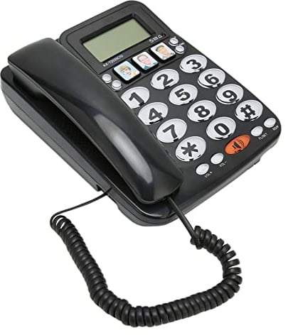 Zunate Telefono con Filo, Telefono Fisso a Pulsanti Grandi per Anziani, Composizione One-Touch per Bambini Non Vedenti Anziani, Telefono Interno a Doppia Porta per Casa, Hotel, Ufficio, Volume(Nero)