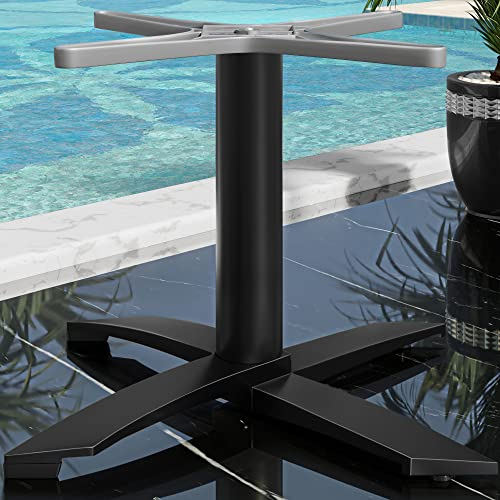 GGMMÖBEL Thiago | Bistro Lounge Tischgestell | Alu Schwarz | 4 Fuß: Ø 60 cm | Säule 7,6 x 37 cm | Schwarz | Tischgestell Aluminium, Gastro Tischgestell