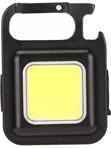 Kleine COB-Taschenlampen, 800 Lx Wiederaufladbares Schlüsselanhänger-LED-Licht, 4 Lichtmodi, Tragbares Taschenlicht mit Schlüsselanhänger, Klappständer, Flaschenöffner und Magnetischer Halterung, Zum