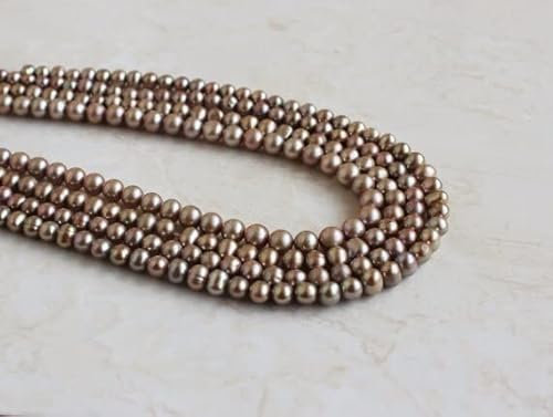LKBEADS Freshwater Pearl Brown Sage Oval 6mm 70 beads Full Strand